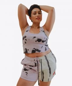 Sree Santhosh Best Selling Splotch Tie Dye Logo Ribbed Tank (Violet)