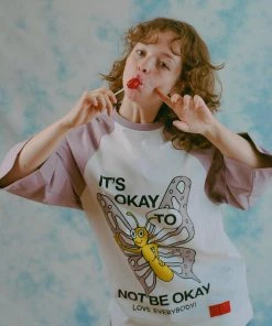 Sree Santhosh Best Selling Okay Raglan Tee (White/Dusty Mauve)