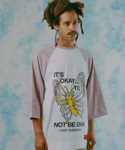 Sree Santhosh Best Selling Okay Raglan Tee (White/Dusty Mauve)