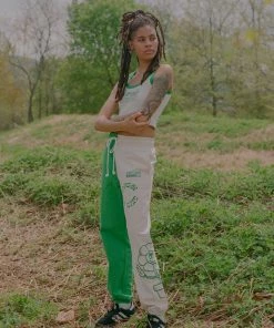 Sree Santhosh Best Selling MHA Kelly Green/Chalk Pieced Sweatpant