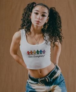 Sree Santhosh Love Everybody Ribbed Tank (White) Best Selling