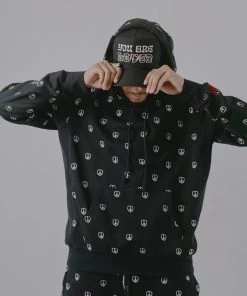 Sree Santhosh Best Selling Embroidered Peace Hoodie (Black)