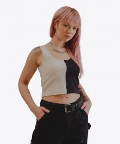 Sree Santhosh Pieced Ribbed Tank (Black/Chalk)