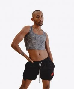 Sree Santhosh Marble Tie Dye Logo Ribbed Tank (Black)