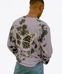 Sree Santhosh Tie Dye Butterfly L/S T-Shirt (Violet/Black)