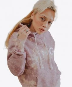 Sree Santhosh Mauve Marble Tie Dye University Hoodie