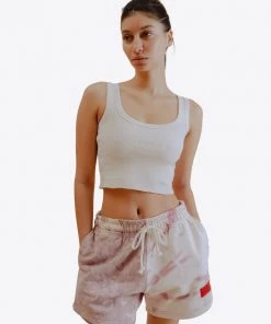 Sree Santhosh Best Selling Mauve/Chalk Pieced Tie Dye Sweatshorts