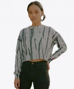 Sree Santhosh Tie Dye Love Peace L/S Cuffed Henley Crop (Mint)