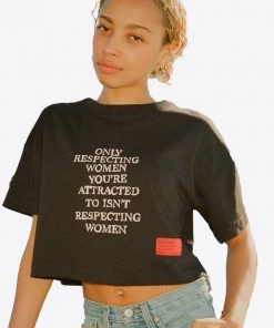 Sree Santhosh Respecting Women Crop Top (Black)