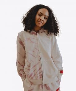 Sree Santhosh Best Selling Mauve/Chalk Tie Dye Pieced Logo Zip Hoodie