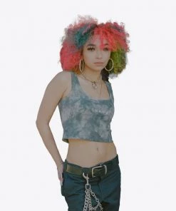 Sree Santhosh Marble Tie Dye Logo Ribbed Tank (Black)