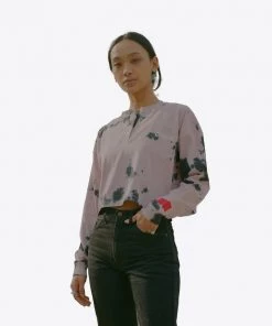 Sree Santhosh Tie Dye Butterfly L/S Cuffed Henley Crop (Mauve) Best Selling