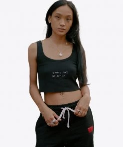 Sree Santhosh Best Selling WDOYS Ribbed Tank (Black)