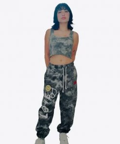 Sree Santhosh Marble Tie Dye Logo Ribbed Tank (Black)