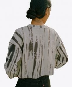 Sree Santhosh Tie Dye Love Peace L/S Cuffed Henley Crop (Mint)