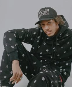 Sree Santhosh Best Selling Embroidered Peace Hoodie (Black)