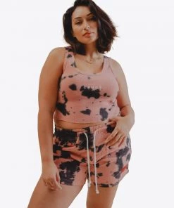 Sree Santhosh Splotch Tie Dye Logo Ribbed Tank (Dusty Rose)