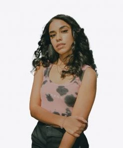 Sree Santhosh Splotch Tie Dye Logo Ribbed Tank (Dusty Rose)