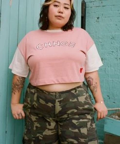 Sree Santhosh Dusty Rose Ringer Crop