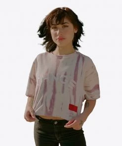 Sree Santhosh Best Selling Tie Dye University S/S Crop (Mauve/Chalk)