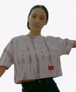 Sree Santhosh Best Selling Tie Dye University S/S Crop (Mauve/Chalk)