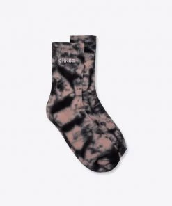 Sree Santhosh Accessories Dusty Rose/Black Splotch Tie Dye CHNGE Logo Socks