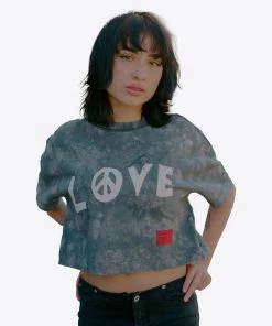 Sree Santhosh Tie Dye Love Peace S/S Crop (Black Marble)