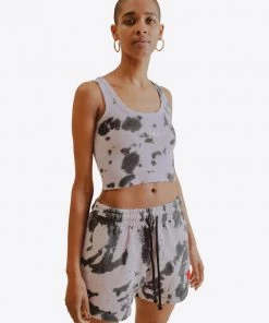 Sree Santhosh Best Selling Splotch Tie Dye Logo Ribbed Tank (Violet)