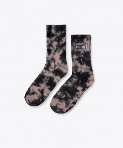 Sree Santhosh Accessories Dusty Rose/Black Splotch Tie Dye CHNGE Logo Socks