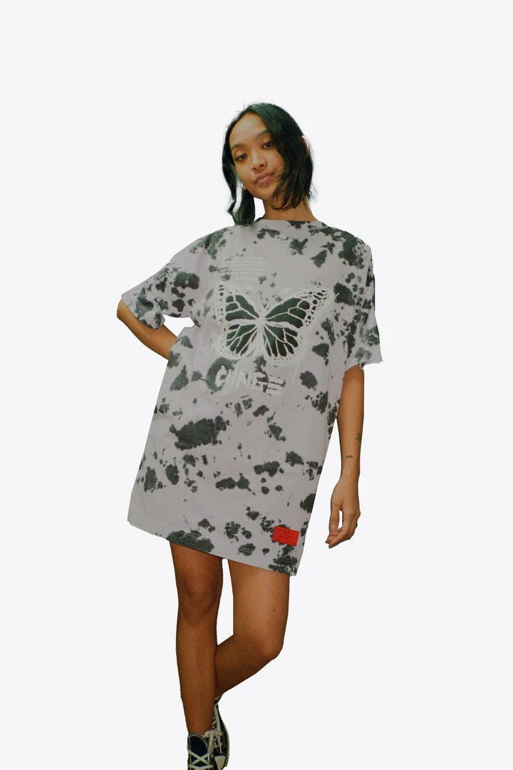 Sree Santhosh Tie Dye Butterfly Logo T-Shirt Dress (Violet/Black) Best Selling 5 Sree Santhosh Tie Dye Butterfly Logo T-Shirt Dress (Violet/Black) Best Selling