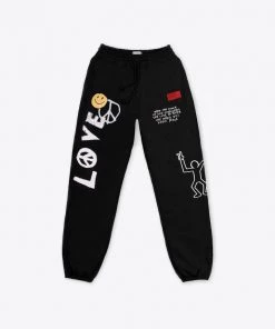 Sree Santhosh Black Love Peace Sweatpants