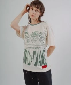 Sree Santhosh World Of Change S/S Ringer T-Shirt (Chalk)