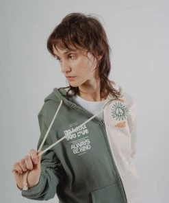 Sree Santhosh Happy People Zip Up Hoodie (Chalk/Juniper)