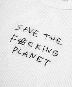Chnge-nyc Save The F*cking Planet Ribbed Tank (White) Best Selling