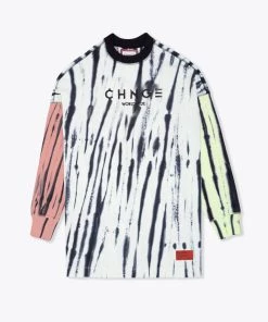 Sree Santhosh Best Selling Tie Dye Pieced CHNGE Worldwide L/S T-Shirt Dress (Mint/Dusty Rose/Lime)