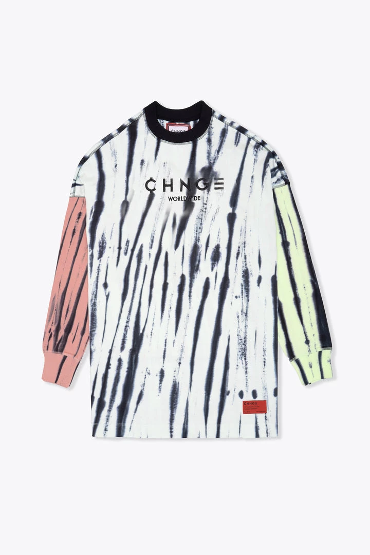 Sree Santhosh Best Selling Tie Dye Pieced CHNGE Worldwide L/S T-Shirt Dress (Mint/Dusty Rose/Lime) 3 Sree Santhosh Best Selling Tie Dye Pieced CHNGE Worldwide L/S T-Shirt Dress (Mint/Dusty Rose/Lime)