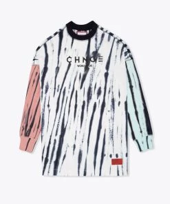 Sree Santhosh Tie Dye Pieced CHNGE Worldwide L/S T-Shirt Dress (Chalk/Dusty Rose/Mint) Best Selling