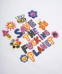 Sree Santhosh Best Selling Save The Planet S/S Crop (White)