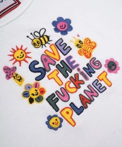 Sree Santhosh Save The Planet Zero Waste Ribbed Tank (White) ♻️