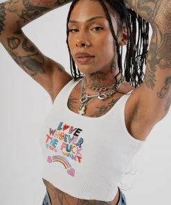 Sree Santhosh Love Whoever Zero Waste Ribbed Tank (White) ♻️