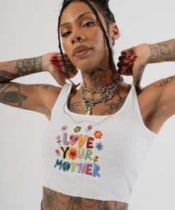 Sree Santhosh Love Your Mother Zero Waste Ribbed Tank (White) ♻️ Best Selling