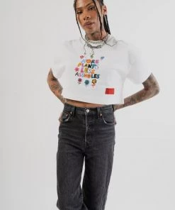 Sree Santhosh More Plants Less Assholes S/S Crop (White)