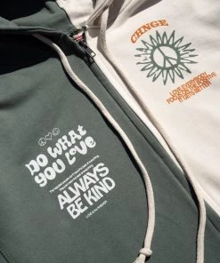 Sree Santhosh Happy People Zip Up Hoodie (Chalk/Juniper)