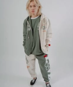 Sree Santhosh Happy People Zip Up Hoodie (Chalk/Juniper)