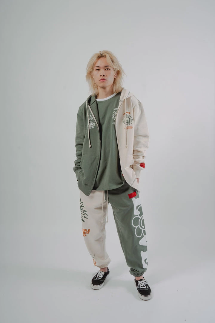 Sree Santhosh Best Selling Happy People Sweatpants (Chalk/Juniper) 5 Sree Santhosh Best Selling Happy People Sweatpants (Chalk/Juniper)