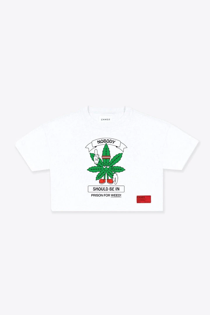 Sree Santhosh Best Selling Cannabis Equity S/S Crop (White) 3 Sree Santhosh Best Selling Cannabis Equity S/S Crop (White)