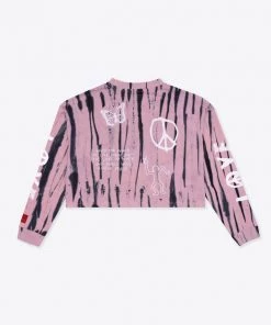 Sree Santhosh Tie Dye Love Peace L/S Cuffed Henley Crop (Mauve) Best Selling