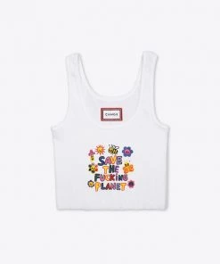 Sree Santhosh Save The Planet Zero Waste Ribbed Tank (White) ♻️
