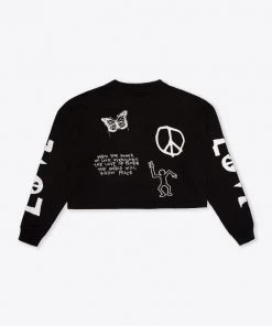 Sree Santhosh Best Selling Black LVPE L/S Henley Crop Top