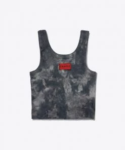 Sree Santhosh Marble Tie Dye Logo Ribbed Tank (Black)